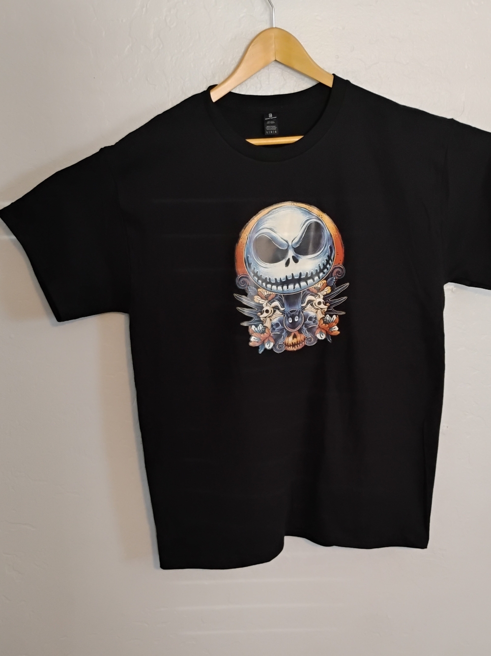 Gildan Heavy Cotton Mens Black Jack Skellington Graphic  Vinyl Tee Size L